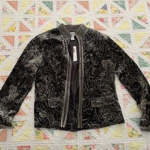 NWT Chico’s Black & Grey Velvet Statement Jacket